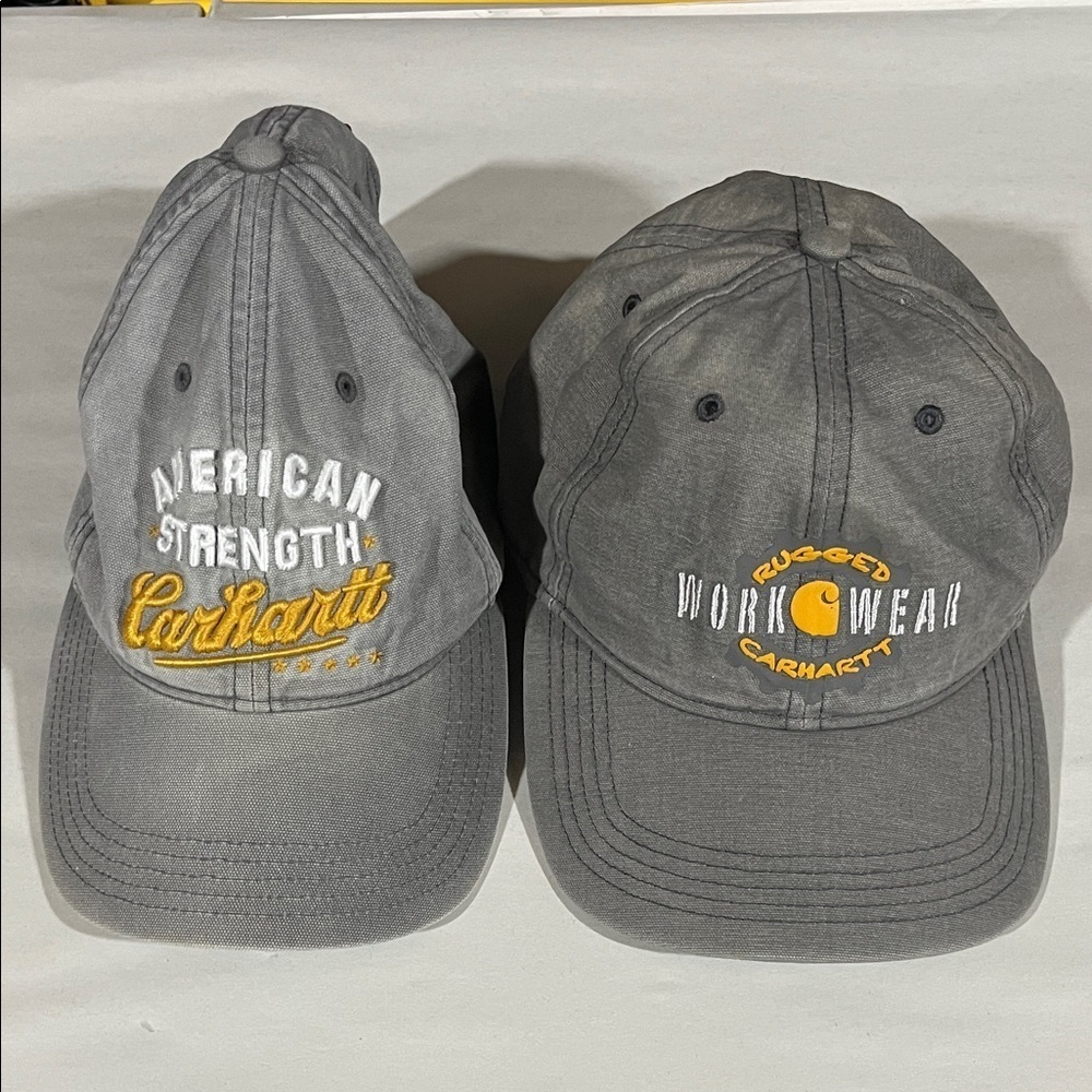 Carhartt Lot of Two Men's Gray Caps with Yellow Embroidery